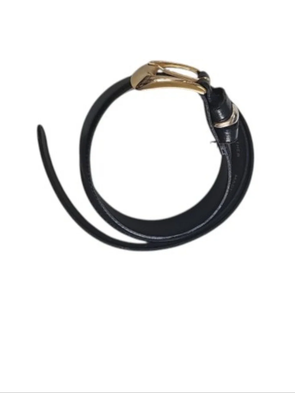 Italian Leather Belt Women’s L Black Gold Buckle Made in Italy Quiet Luxury